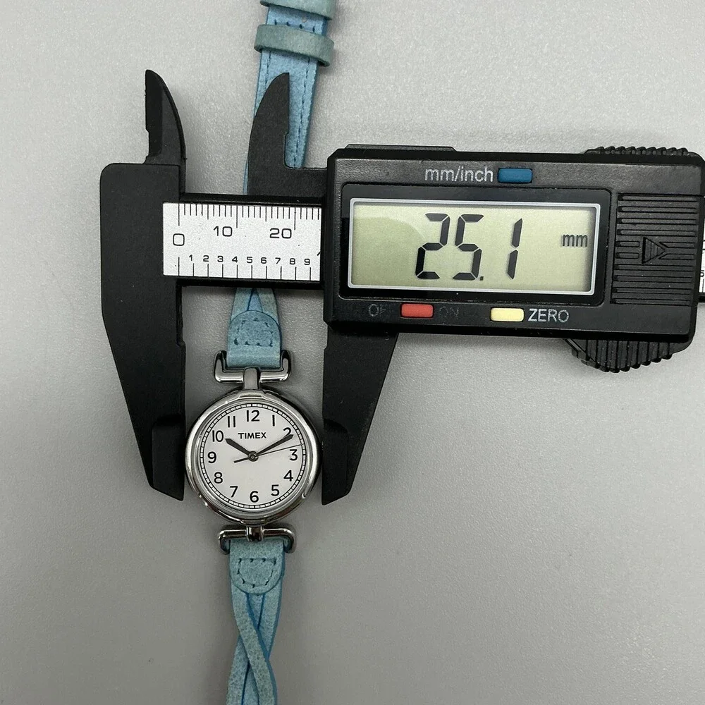 Timex Womens Watch 25mm White Dial Blue Leather Braided Strap New Battery